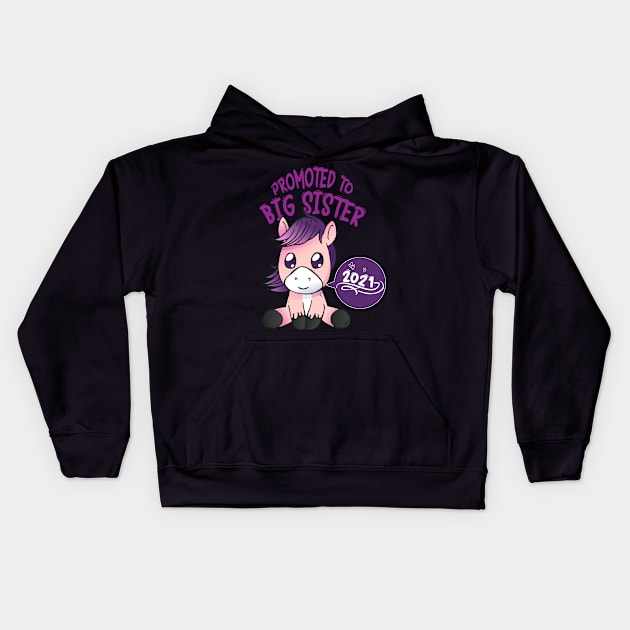 Big Sister 2021 with Pony perfect Pregnancy Announcement Kids Hoodie by alpmedia